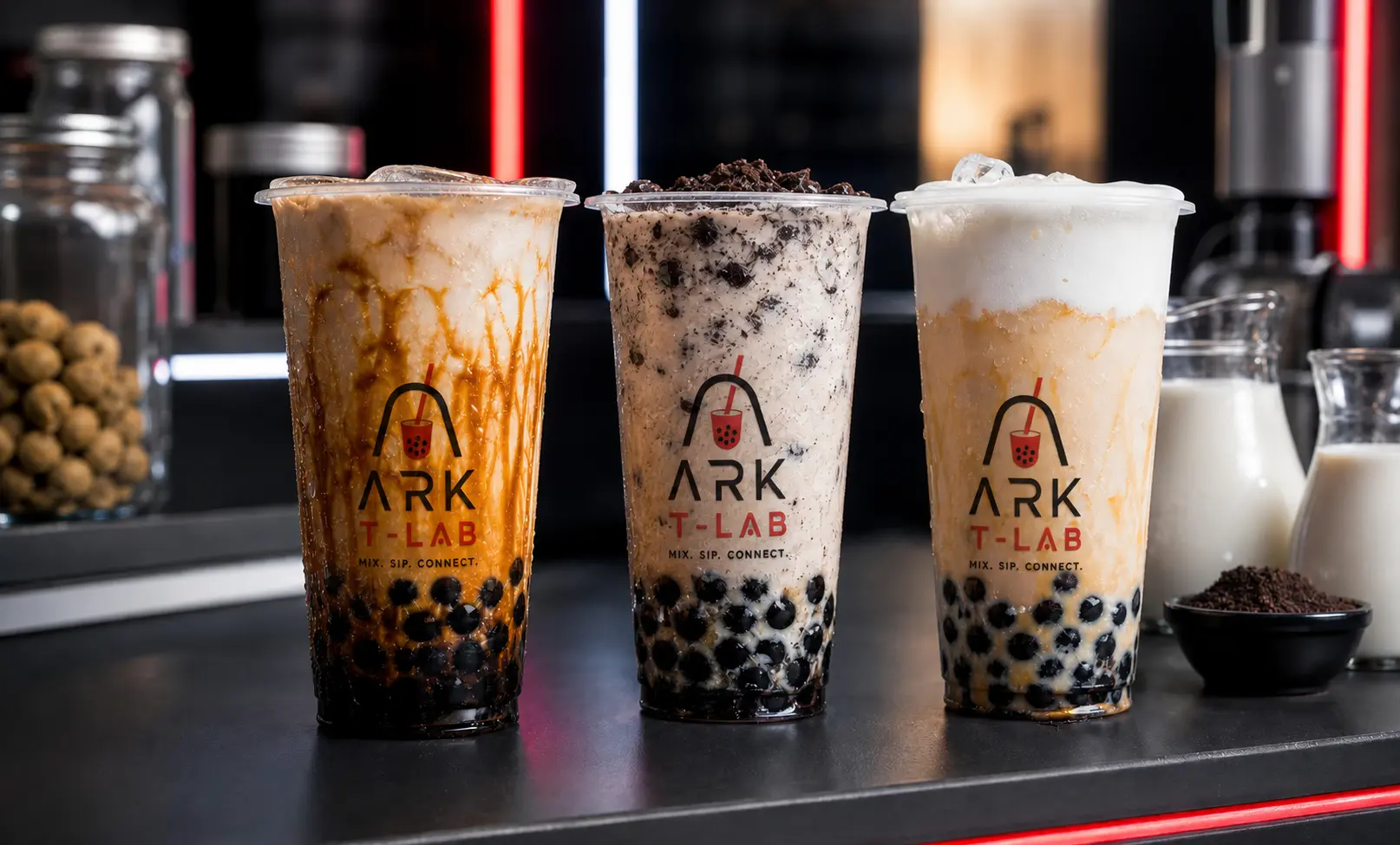 Creamy milk tea drinks with tapioca pearls